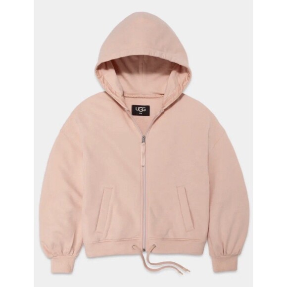 UGG Women’s Abbi Half Moon Zip Hoodie Jacket Peach Pink Size Small Very GUC Hood - Picture 1 of 10